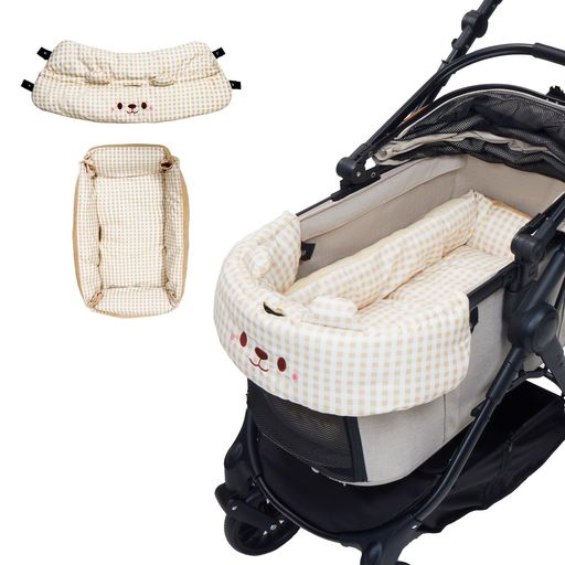 【中型犬ペットカートTERRA専用】PETTENAペットカートクッションセット2点セット秋冬暖かいあごのせクッションベージュ丸洗い可能インナーライナー防水加工リバーシブル関節保護犬体工…