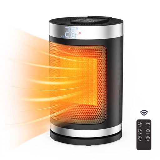 【2025冬新登場2秒速暖】セラミックヒーター小型セラミックファンヒーター電気ヒーター足元大風量左右首振り3段階温度調節1-12Hタイマー設定機能リモコン付電気ストーブ転倒自動オフ過…