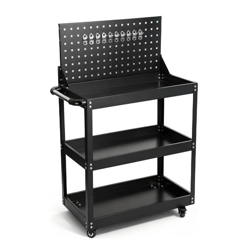 Syncnika ツールカート 工具ワゴン 3段 耐荷重150kg キャスター付き パンチングボード付 合金鋼 DIY作業台 工具収納 工具台車 ガレージ・整備・修理工場用 (幅65x奥行35x高さ78cm )|Gourdスポーツ店