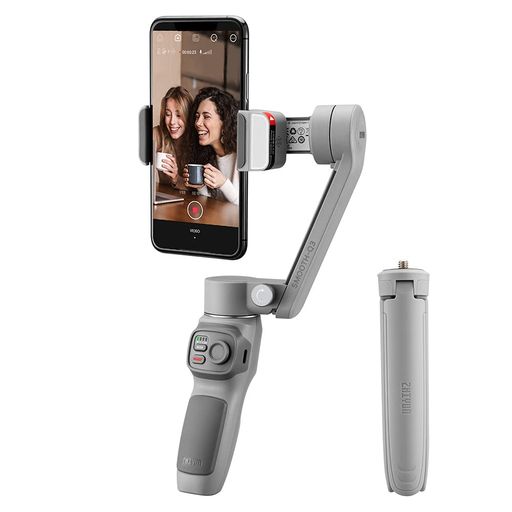【国内正規保証品】ZHIYUNスマホ用ジンバルSMOOTHQ3COMBO3軸スタビライザーキャリングケースセット内蔵LEDライトスライド折りたたみ方式軽量340gグレー086552
