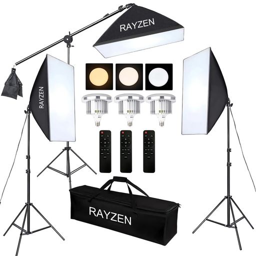 RAYZEN三色LEDホンブルグ帽ボックス席3台点火装置一揃いの道具点火装置映画化3000K~6000K白いこと光・気どらずに光・暖色光流行り物遠隔操作付き添い人50x70珊映画化用点火装置書き割り2m三脚照明ランプ嘱する映画化点火装置一揃いの道具
