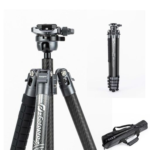 Fotoproカーボンファイバー三脚160CMパノラマボールヘッド1.14KGコンパクトなポータブルプロフェッショナルトラベル三脚カメラデジタル一眼レフロードアップ15KGグレーX-Airfly
