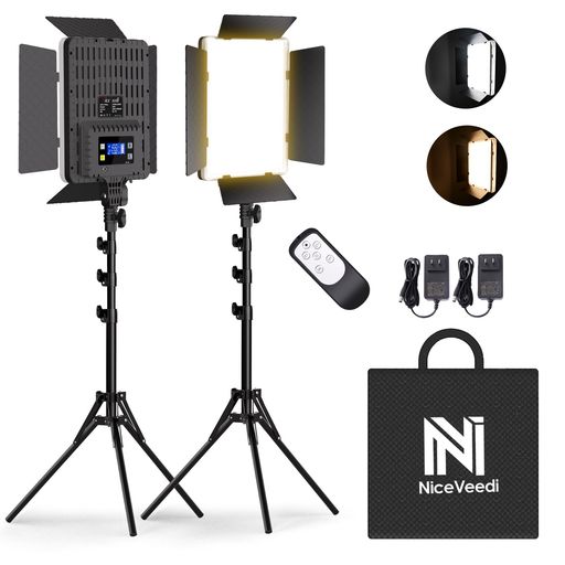 NiceVeedi映画化用ともし火2容器に並べるLED録画媒体ともし火36W二色合わせる能力のある2700-6500KCRI95+、制作室労働者階級映画化ライトカメラライトリモコンと遮光板付き添い人映画化