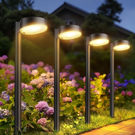LETMYガーデンライト屋外ソーラーライト屋外IP65防水電球色自動点灯/消灯庭/駐車場/芝生/歩道/花壇/ベランダの装飾おしゃれガーデニング通路ライト庭ソーラーイルミネーション屋外照明4…