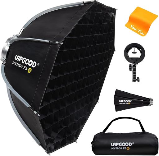LAPGOODブラックソフトボックス90珊/35.5in、ハニカムグリッド付き添い人クイック版行折りたたみ式、S手合い閃光電球マウント、Bowensマウント、キャリングケース、制作室活動写真やビデ…
