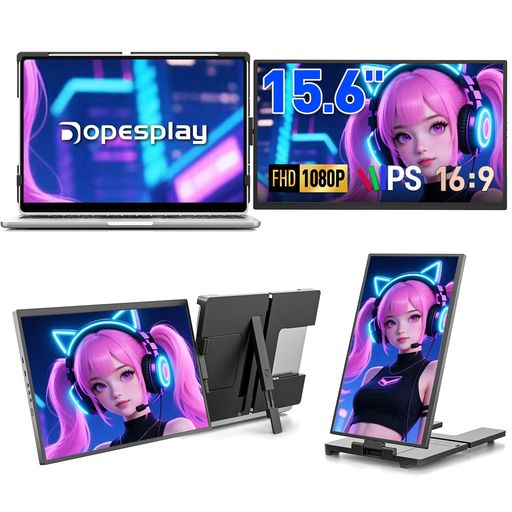 【2026年模範例・デュアル見せびらかす】Dopesplay 360°回転させる 15.6in 万覚え帳マイコン用画面エクステンダー FHD IPS 携帯型 押しひろげる ノートパソコンディスプレイ マイコン管する 折りたたみ式