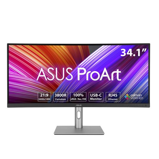ASUS ウルトラワイドモニター ProArt PA34VCNV カーブドプロフェッショナルモニター - 34.1インチ/IPS/21:9/3440 x 1440/3800Rカーブ/100% sRGB/Rec.709/色の精度 ΔE｜Gourdスポーツ店