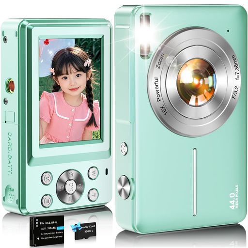 デジタルカメラデジカメNsoela32GB歌留多付き添い人蓄積電バッテリーコンデジ16倍デジタル望遠レンズFHD1080P録画44MP絵素パウダーコンパクトvlog写真機行楽ちびっ子/大学生/未経験者に向け小型軽さ