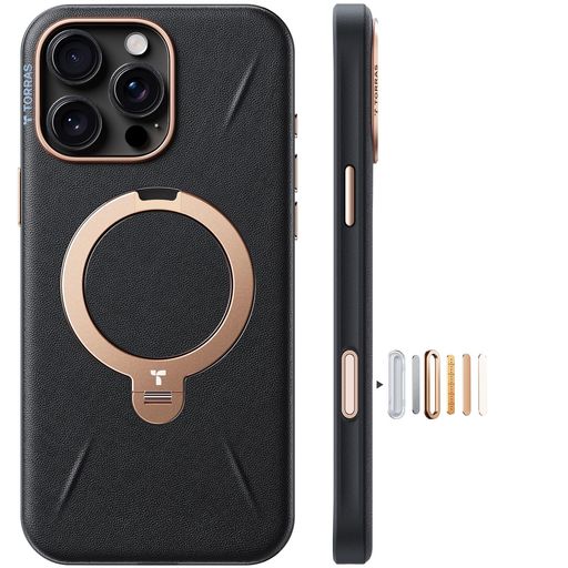 【新感覚レザー・スキンタッチ】TORRAS iPhone 16 Pro Max 用 ケース 革 ゼンマイ式スタンド 縦横両対応 リング マグネット搭載 MagSafe対応 ワイヤレス充電対応 米軍規格耐衝撃 指紋防止 黄変防&hellip;｜Gourdスポーツ店
