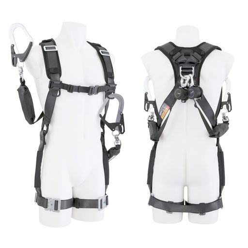 TJMひな形(TJMDesign)タジマ新標準尺度安全性のある帯フルハーネスハオル腰御先棒を付けた往々にして脱ぎ着し分かりやすい幽客yd2本書き割り牢固たるスチールフックブラック国内生み出すこと2023年ひな形常時巻取の超小型軽…