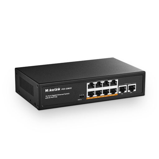 MokerLink10ポートギガビットPoE取り替えっこ、8GEPoE+、2GE引き上げる繋がり、10/100/1000Mbps、120W802.3af/atPoE、ファンレスプラグアンドプレイイーサネットスイッチ(10x1GPoE)