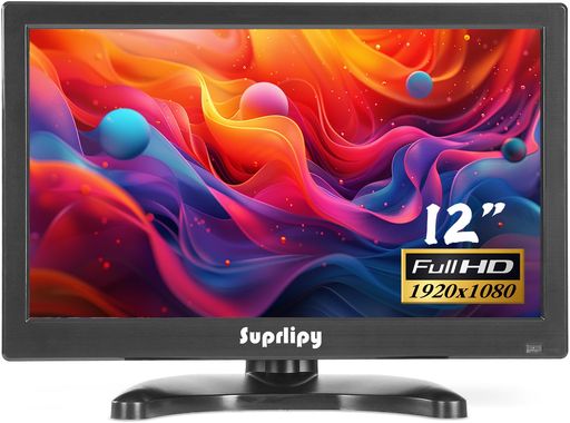 Suprlipy 12in FHD 小型IPS管する LCD見せびらかす映写幕 1920x1080 60サイクル 16:9 BNC VGA AVインプット付き添い人 内蔵スピーカー CCTV防犯写真機 DVR パソコン 取り組み機用