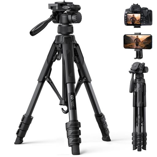 【8kg耐荷重】写真機三脚75°開脚170糎高さLamicall:雲台360°回転させる映画化tripod照明ランプ伸縮活動写真スマホホルダー親しさ折り畳み鋼鉄製手ごわいくっ付ける持ちはこぶ旅する山登り助けになる持ちはこぶ度合い器納める袋一眼二眼レフ