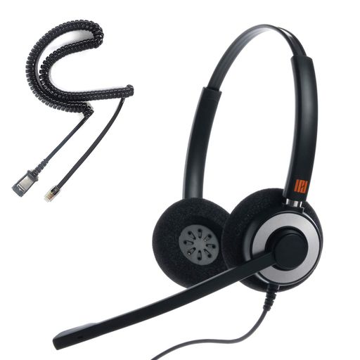 IPDIPH-165バイノーラルノイズキャンセリングコード付きデスクフォンヘッドセット、U10ボトムケーブルおよびRJ9付き、CiscoIP6800、7800、8000、7900シリーズ電話機と互換性あり