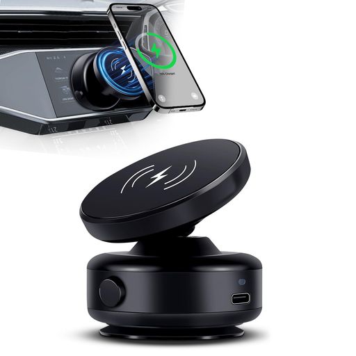 スマホホルダー車ワイヤレス充電マグネット真空吸着式スマホホルダーMag-safe車スマホスタンド最大15W急速充電360°回転可能安定性抜群真空吸盤カー用品iPhoneAndroid全機種対応(ブラック) 5,203円