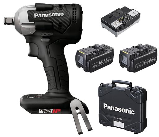 パナソニック(Panasonic)充電インパクトレンチ18V5.0Ah電池パックx2個/充電器/ケースデュアル(14.4V/18V対応)全長小型143mm280N・m(18V使用時)IP56EZ75A8LJ2G-Bブラック