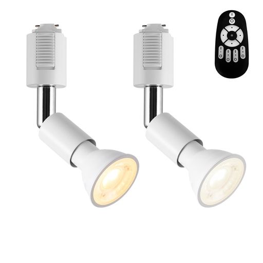 PNRLUXスポットライトダクトレール照明ダクトレールライトE26口金ライティングレールLED電球付き調光調色6W(40W形相当)リモコン付き遠隔操作2個セットライティングレールビーム電球天井照…