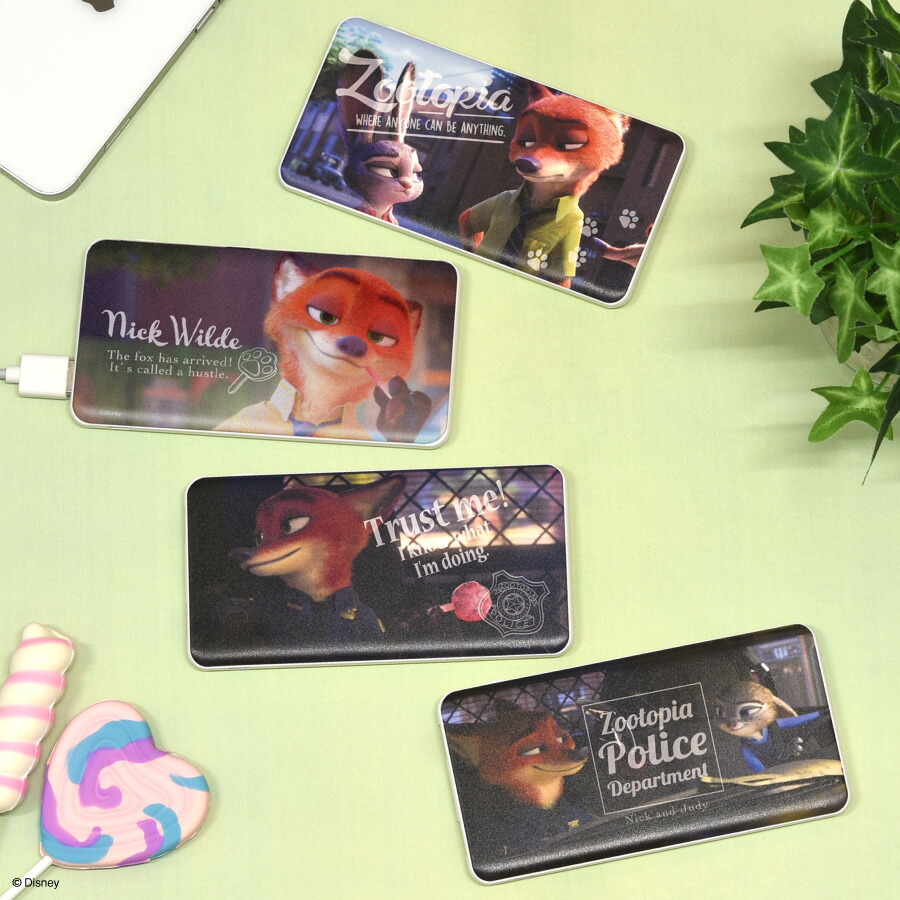 【公式】ディズニーキャラクター ／ USB / USB Type-C 4000mAh リチウムイオンポリマー 充電器 2.1A disney ニック ジュディ ズートピア モバイルバッテリー リチウム充電器 スマホ充電器 モバイルチャージャー 急速充電 軽量 小型 白 ホワイト かわいい画像