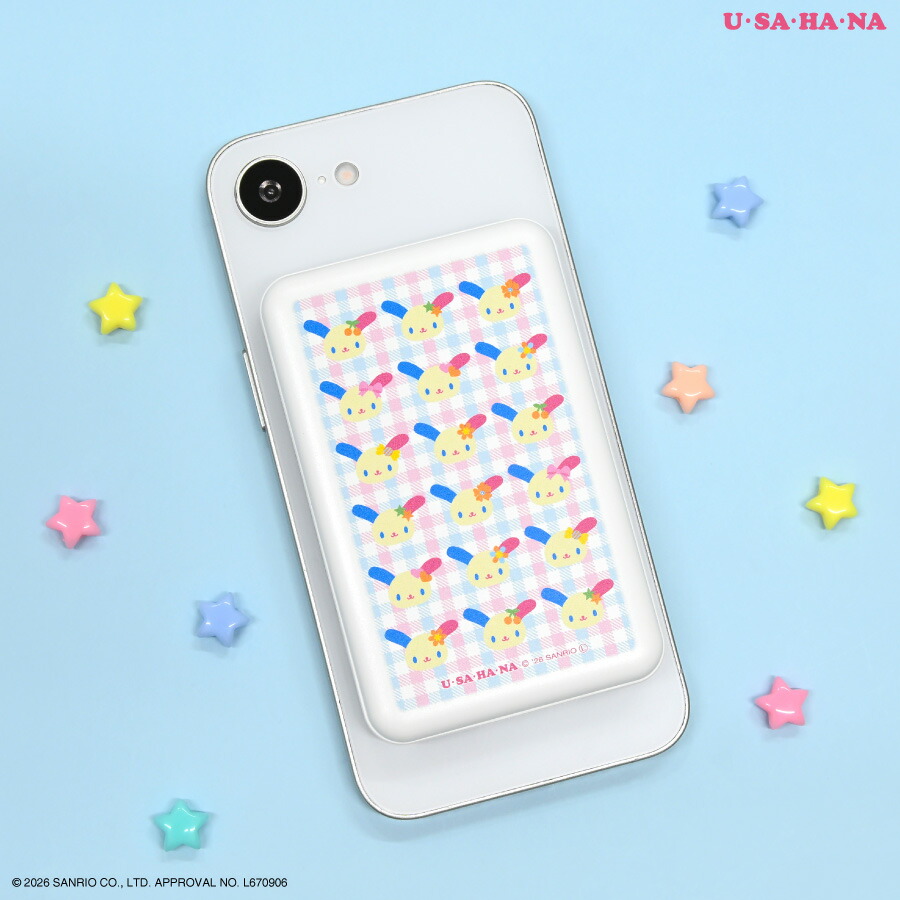 [Official] Sanrio Characters MagSafe Compatible Wireless Lithium Charger 5000mAh Usahana Magnet Li-ion Polymer Charger Fast Charging iPhone iPhone Type-A Type-C Type C Magnetic Charger Cordless Wireless Travel Cute Cute