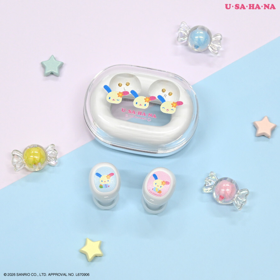 [Official] Sanrio Characters Totally Wireless Stereo Earphones, Ushahana Calls, Wireless, Clear, White, White, Characters, Voice Control, Sealed Earpieces, Compact, Portable, Small, Music Playback, Present, In-ear