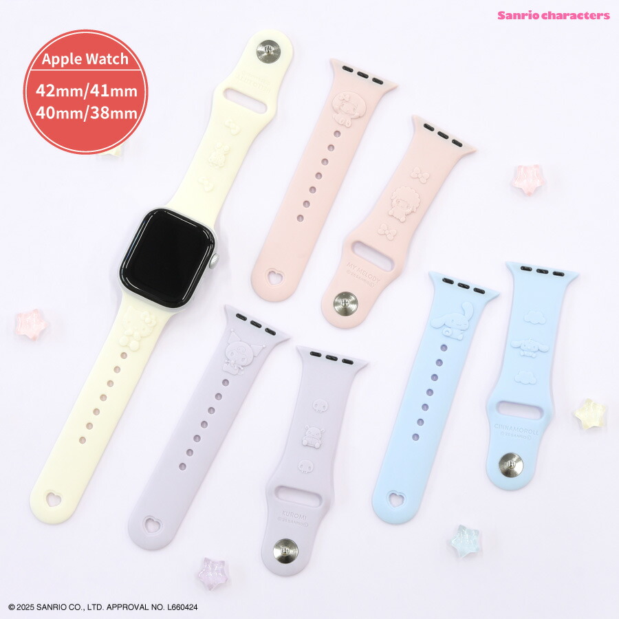 [Official] Sanrio Characters Apple Watch 42/41/40/38mm Compatible Silicone Band Hello Kitty My Melody Kuromi Cinnamoroll Cinnamon Sanrio Apple Watch Band Apple Watch Band Soft Band Cute Smartwatch Gift