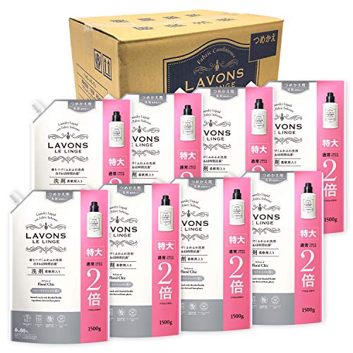 【ケース販売】 ラボン 柔軟剤入り 洗濯洗剤 フローラルシック 詰め替え 特大 1500g×8個 送料無料