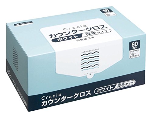 【ケース販売】 業務用 抗菌加工済み クレシア カウンタークロス 厚手タイプ ホワイト 60枚/BOX ×6BOX入 65302 送料無料|GOZIGEN Shop店