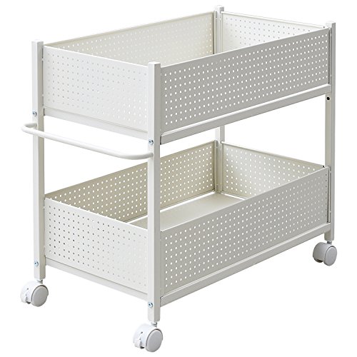 山善(YAMAZEN) 押入れ(クローゼット)収納 ラック 幅38×奥行75×高さ64.5cm 取っ手 ストッパー付きキャスター 上段下 送料無料|GOZIGEN Shop店