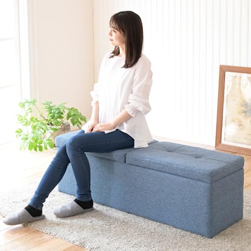 山善(YAMAZEN) 収納スツール ダブルサイズ 2人掛け ベンチ 収納 オットマン 収納ボックス 椅子 幅120×奥行37×高さ40 送料無料|GOZIGEN Shop店