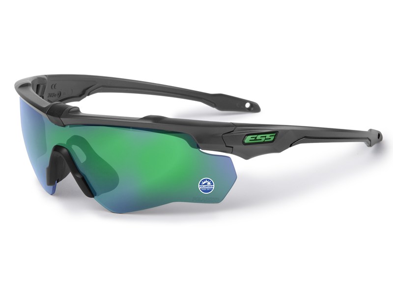ESS Crossblade Carbon Gray / 偏光ミラーグリーン | 度付き 度なし 度入り 度あり 乱視 伊達 メンズ レディース 本格 おしゃれ フレーム 高級