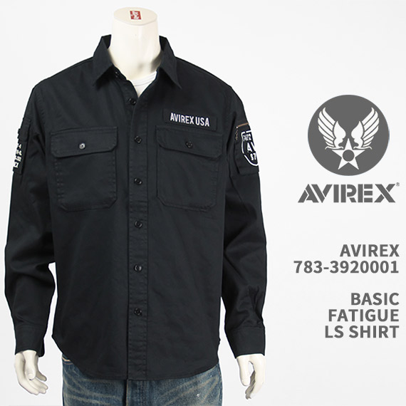 Avirex アビレックス ベーシック ファティーグ シャツ AVIREX BASIC FATIGUE LS SHIRT 783-3920001-010【国内正規品/ミリタリー/長袖】