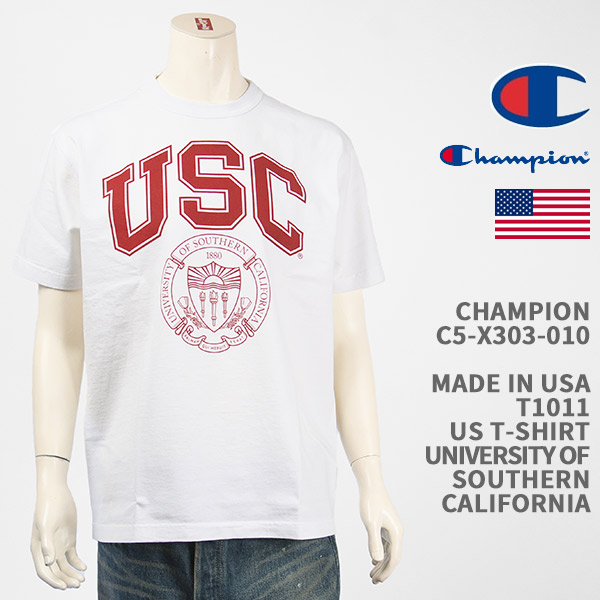 【新品未使用】USC Champion USC Tシャツ マルーン S クーポン使えます 【未使用】Champion チャンピオン T1011 USC