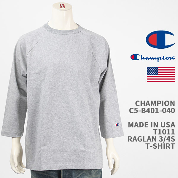 Champion チャンピオン メイドインUSA T1011 ラグラン 七分袖 Tシャツ CHAMPION MADE IN USA T1011 RAGLAN 3/4 SLEEVE T-SHIRT C5-B401-040【国内正規品/米国製】