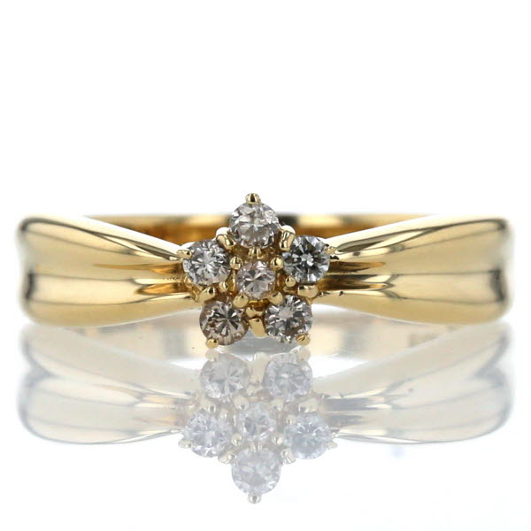 K18yg 黄色であることゴールド 土俵 金剛 0 15ct ブロッサム フラワー リボン 植物 絞り 11号数 リング 新品完成済 Jm 中古 送料無料 Pasadenasportsnow Com