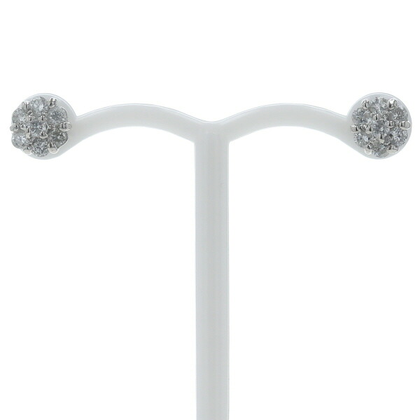 Pt900 プラチナ ピアス ダイヤモンド 0.15ct/0.15ct 7粒 花 フラワー ラウンド パヴェ シンプル【新品仕上済】【zz】【中古】【送料無料】|銀座東洋ジュエリー