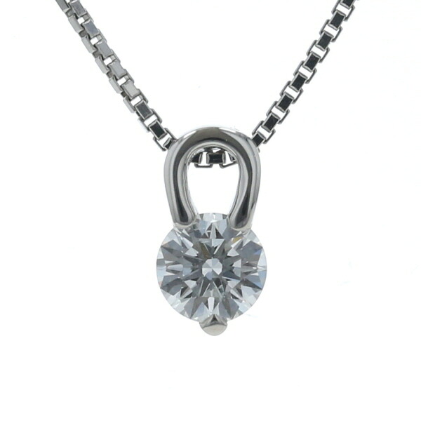 Pt900 Pt850 プラチナ ネックレス ダイヤモンド 0.313ct 一粒石 ラウンド ソリティア シンプル 45cm【新品仕上済】【zz】【中古】【送料無料】