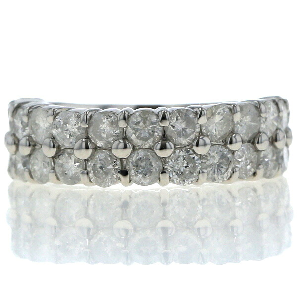 Pt1000 プラチナ リング ダイヤモンド 2.00ct ハーフエタニティ 2連 ストレート ライン 指輪 9号【新品仕上済】【zz】【中古】【送料無料】｜銀座東洋ジュエリー