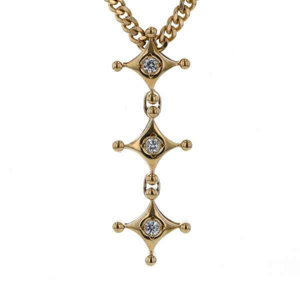 Two K18 Yellow Gold Necklace Diamond 0 15ct Kihei Single 2way Top Design - Single Pendant Gold Necklace Two K18 Yellow Gold Necklace Diamond 0 15ct Kihei Single 2way Top Design - Single Pendant Gold Necklace