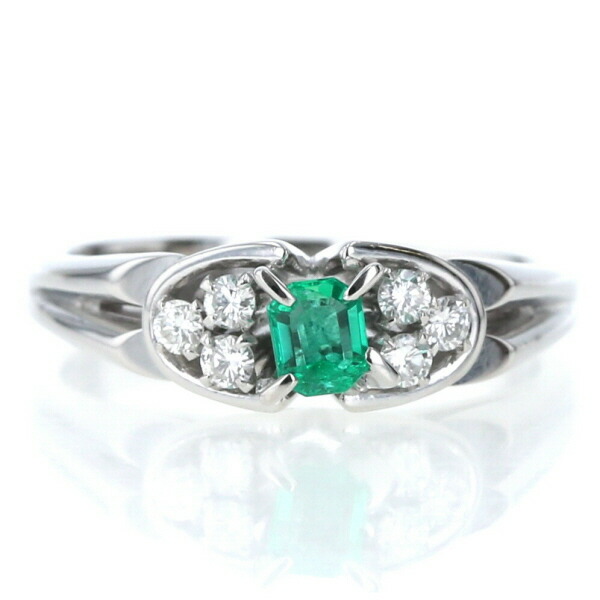 可愛すぎるフェミニンデザイン♪ Pt900 プラチナ◇エメラルド 1.43ct ...