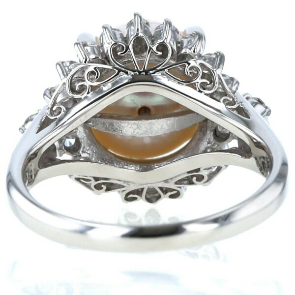 78%OFF!】 大粒 パールリング ダイヤモンド プラチナ 0.38ct Pt900 17