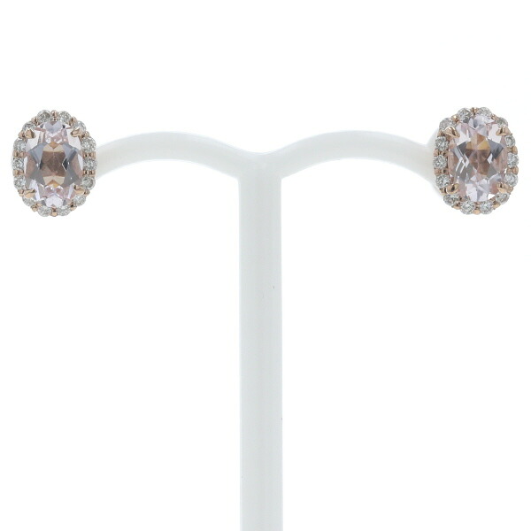 K18PG ピンクゴールド ピアス モルガナイト 0.38ct/0.38ct ダイヤモンド 0.08ct/0.08ct オーバル 取り巻き【新品仕上済】【zz】【中古】【送料無料】｜銀座東洋ジュエリー