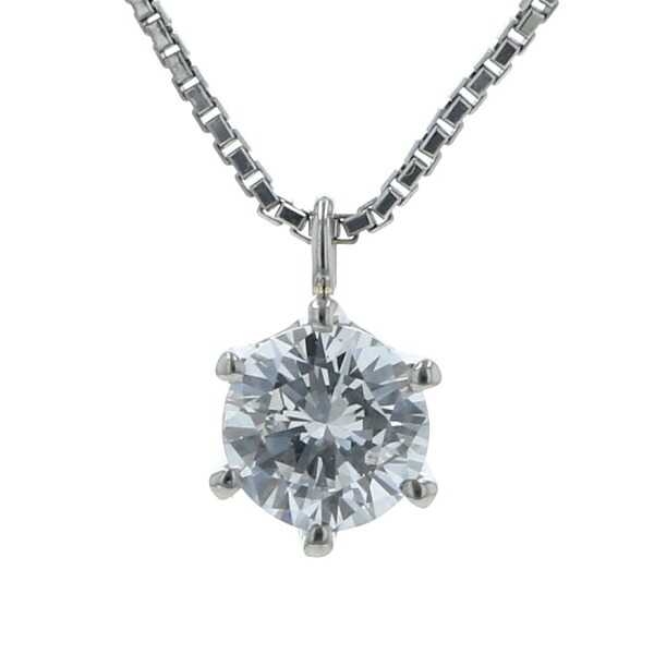 Pt850 Pt プラチナ ネックレス ダイヤモンド0.526ct 一粒石 ソリテール ミルククラウン シンプル 40cm 鑑別書【新品仕上済】【zz】【中古】【送料無料】｜銀座東洋ジュエリー