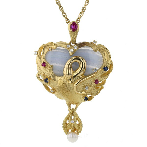 クリスティーナハン カルセドニー・ダイヤモンドネックレス・ペンダント 7ct 0.06ct Christina Han クリスティーナハン カルセドニー