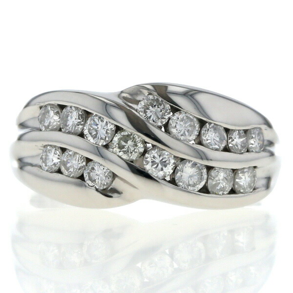 Pt850 プラチナ リング ダイヤモンド 1.16ct 16粒 ウェーブ 3列 デザイン 19.5号 指輪【新品仕上済】【zz】【中古】【送料無料】