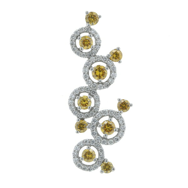 GSTV Pt950 プラチナ ペンダントトップ ファンシーイエローダイヤモンド サークル バブル ジグザグ 透かし【新品仕上済】【zz】【中古】【送料無料】