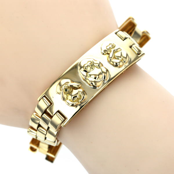 K18yg イエローゴールド ブレスレット 見ざる 言わざる 聞かざる 三猿 動物 アニマル プレート 幅広 東照宮 メンズ 19cm 新品仕上済 El 中古 送料無料 Kaleraf Com Tr