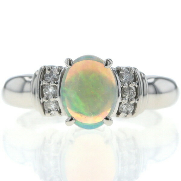 プラチナ pt900 天然ホワイトオパールダイヤモンドリング指輪12号弱 鑑別書 Pt900】 ダイヤモンド リング 12号 指輪 宝石 鑑別書付 透かしデザイン