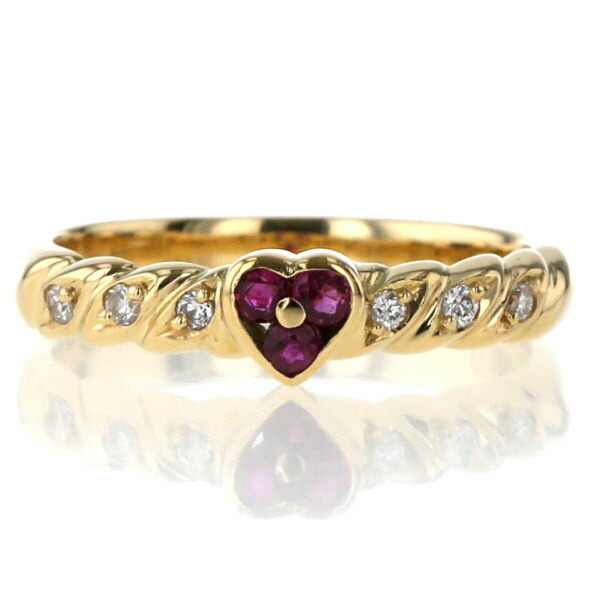 天然ルビー　18金 K18 750イエローゴールド　ハート　リング　指輪　新品 楽天市場】BRJ K18YG イエローゴールド リング ルビー 0.14ct
