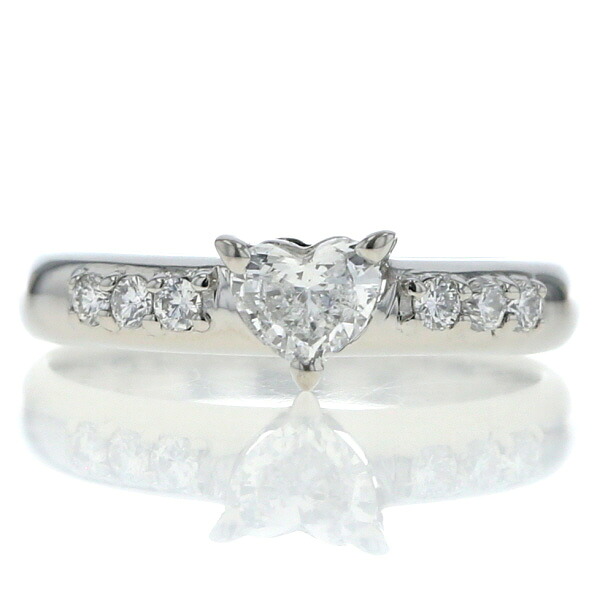花井幸子 Pt900 プラチナ リング ダイヤモンド0.34ct/0.12ct VVS2 Eカラー ハートシェイプ 指輪 11号 箱【新品仕上済】【zz】【中古】【送料無料】