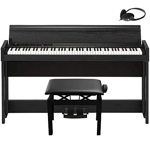 Korg電子ピアノ C1 Air ウッデン ブラック ヘッドホン付属 ペダル付属 同音連打可能 椅子セット 演奏記録機能付き おまけ付 Air